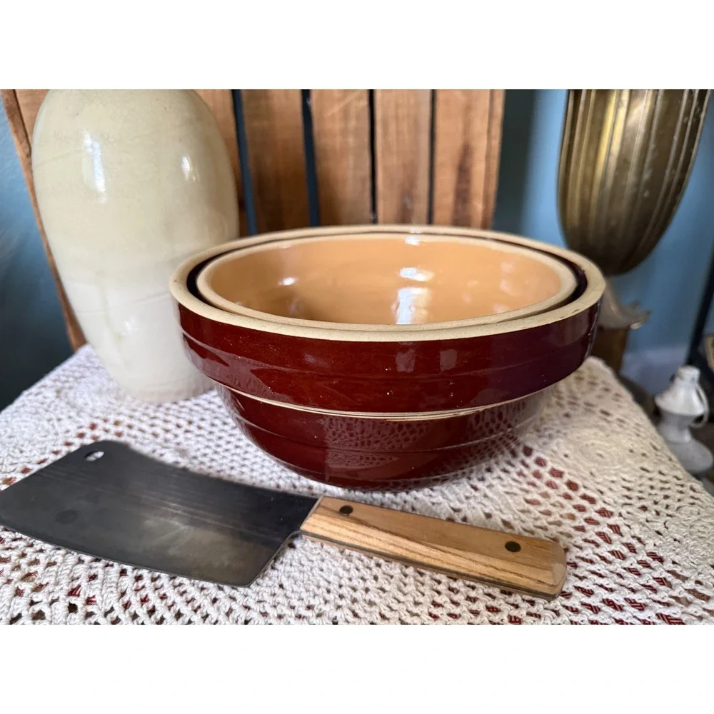 Vintage USA Ringware Stoneware Mixing Bowls 8